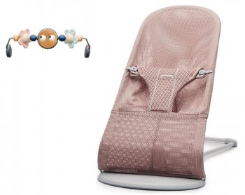 Промо-упаковка BabyBjorn: шезлонг Balance Bliss Mesh с игрушкой &quot;Веселые глазки&quot; Пыльно-розовый/Пастель