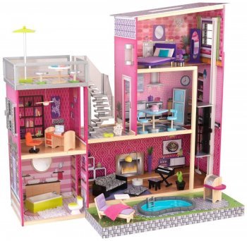 Дом мечты Барби KidKraft &quot;Глянец&quot;, с мебелью 35 предметов и бассейном (65833_KE) "Глянец"