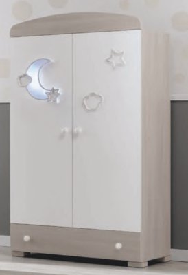 Шкаф двухдверный Erbesi Moon Отбеленный песочный/белый