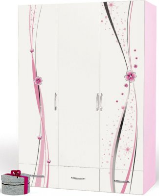 Шкаф трехдверный ABC King Princess 3 Розовый каркас