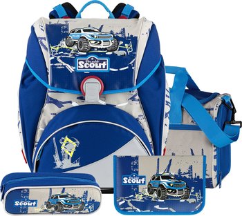 Школьный рюкзак Scout Alpha Синий джип с наполнением 4 предмета Синий джип