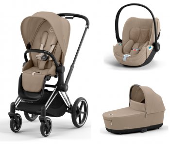 Коляска 3 в 1 Cybex Priam и e-Priam IV Сozy Beige (шасси на выбор) шасси Chrome Black