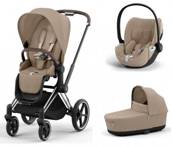 Коляска 3 в 1 Cybex Priam и e-Priam IV Сozy Beige (шасси на выбор) шасси Chrome Brown