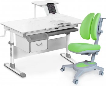 Комплект растущая парта Mealux Evo-40 и Кресло Mealux Onyx Duo (Y-115) Зелёный/Серый
