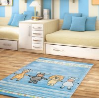 Детский ковёр в комнату Pansky 4 друга (синий) (120*180) 1