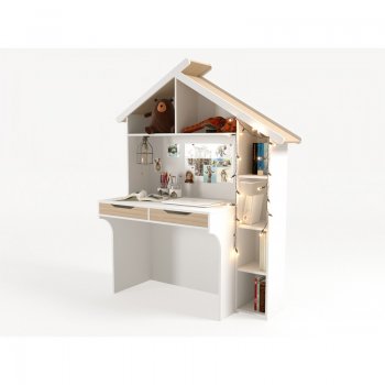 Стол-стеллаж ABC King Домик Белый / Бежевый / Правый