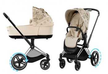 Коляска 2 в 1 Cybex Priam и e-Priam IV FE Simply Flowers Nude Beige (шасси на выбор) шасси e-Priam Chrome Black