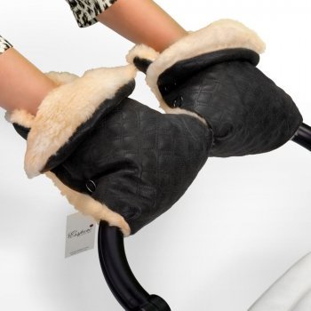 Муфта-рукавички для коляски Esspero Carina (100% овечья шерсть) Black