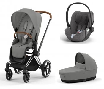 Коляска 3 в 1 Cybex Priam и e-Priam IV Mirage Grey (шасси на выбор) шасси Chrome Brown