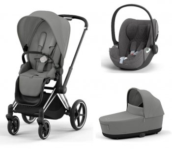 Коляска 3 в 1 Cybex Priam и e-Priam IV Mirage Grey (шасси на выбор) шасси Chrome Black