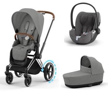 Коляска 3 в 1 Cybex Priam и e-Priam IV Mirage Grey (шасси на выбор) шасси e-Priam Chrome Brown