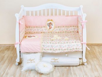 Комплект в кроватку Micky Marky &quot;Pink Angel&quot;, в стиле Прованс, 6 предметов 