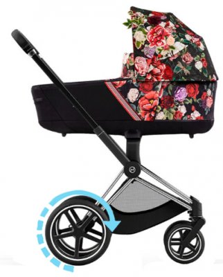 Коляска для новорожденных Cybex Priam и e-Priam IV FE Spring Blossom Dark (шасси на выбор) шасси e-Priam Chrome Black