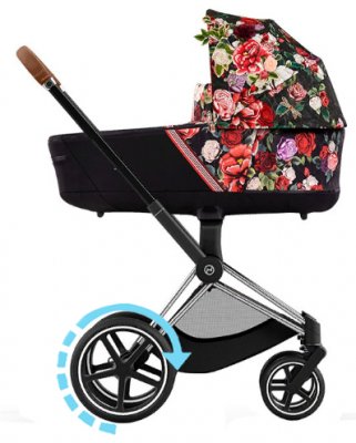 Коляска для новорожденных Cybex Priam и e-Priam IV FE Spring Blossom Dark (шасси на выбор) шасси e-Priam Chrome Brown