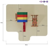 Набор для игровой площадки Paremo PS217: детский домик с песочницей, тентом, горкой, качелей и сдвоенными кольцами 3