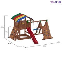 Набор для игровой площадки Paremo PS217: детский домик с песочницей, тентом, горкой, качелей и сдвоенными кольцами 2
