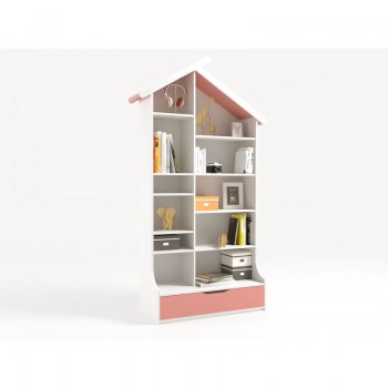 Стеллаж ABC King Домик Белый / Розовый