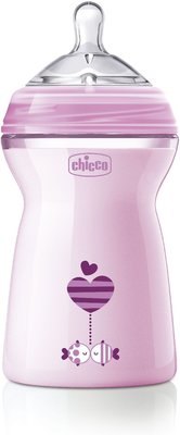 Бутылочка Chicco Natural Feeling сил. соска, с флексорами, 6+, 330 мл, 00080837210000/00080837110000 Розовый