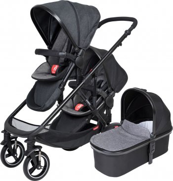 Детская коляска для погодок 2в1 Phil and Teds Voyager (с одним блоком для новорожденного) New 2019 Charcoal Grey
