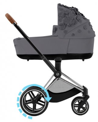 Коляска для новорожденных Cybex Priam и e-Priam IV FE Simply Flowers Dream Grey (шасси на выбор) шасси e-Priam Chrome Brown