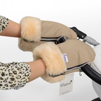 Муфта-рукавички для коляски Esspero Double (Натуральная шерсть) Beige