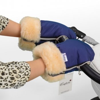 Муфта-рукавички для коляски Esspero Double (Натуральная шерсть) Navy