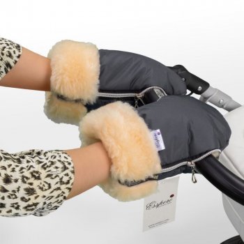 Муфта-рукавички для коляски Esspero Double (Натуральная шерсть) Grey