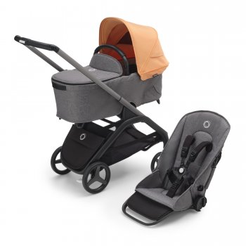 Детская коляска 2 в 1 Bugaboo Dragonfly на шасси Graphite Graphite/ Grey Melange/ Island Coral