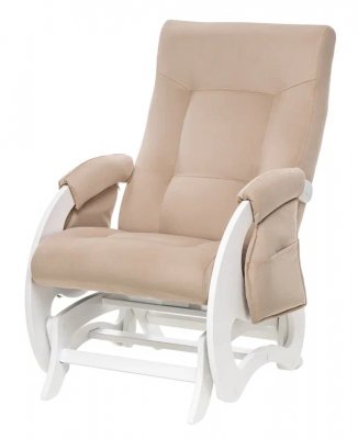Кресло для кормления и укачивания Milli Ария с пуфом (каркас молочный дуб) Молочный дуб/экокожа Polaris Beige
