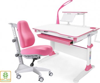Комплект растущая парта Mealux-EVO Diego (EVO-30) и кресло Mealux Match (Y-528) с лампой Розовый