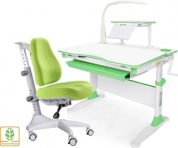 Комплект растущая парта Mealux-EVO Diego (EVO-30) и кресло Mealux Match (Y-528) с лампой Зеленый