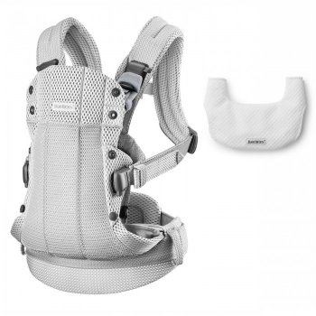 Промо-упаковка BabyBjorn: рюкзак Harmony 3D Mesh и нагрудник Harmony 6880.04/Серебряный /белый