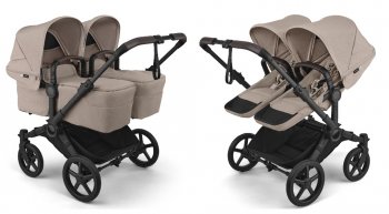 Детская коляска 2 в 1 для двойни и погодок Bugaboo Donkey 6 Twin на шасси Black Black/Desert Taupe Melange/Desert Taupe Melange