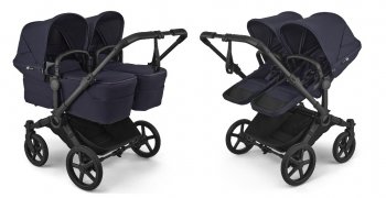 Детская коляска 2 в 1 для двойни и погодок Bugaboo Donkey 6 Twin на шасси Black Black/Deep Indigo/Deep Indigo