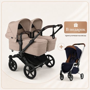 Детская коляска 2 в 1 для двойни и погодок Bugaboo Donkey 6 Twin на шасси Black Black/Desert Taupe Melange/Desert Taupe Melange