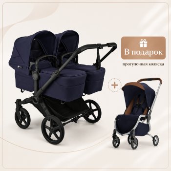 Детская коляска 2 в 1 для двойни и погодок Bugaboo Donkey 6 Twin на шасси Black Black/Deep Indigo/Deep Indigo