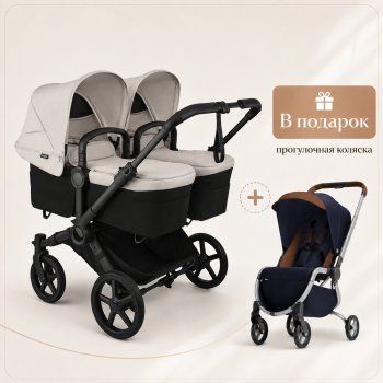 Детская коляска 2 в 1 для двойни и погодок Bugaboo Donkey 6 Twin на шасси Black Black//Heritage Black/Misty White