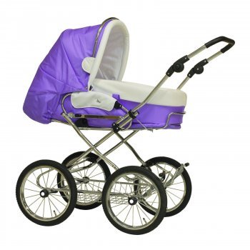 Детская коляска 2 в 1 Hesba Condor Coupe Lux (Хесба Кондор Купе Люкс) 469/110 Фиолетовая ткань\Белая кожа