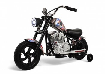 Детский электромотоцикл Rivertoys M777ML Черный (флаг)