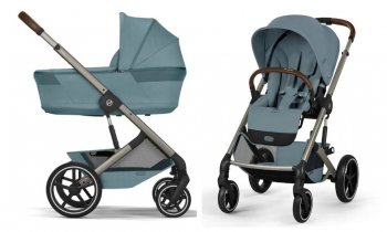 Коляска 2 в 1 Cybex Balios S Lux 2026 на шасси Taupe Stormy Blue