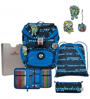 Школьный ранец DerDieDas ErgoFlex Superflash Buttons &quot;Синий робот&quot; 
