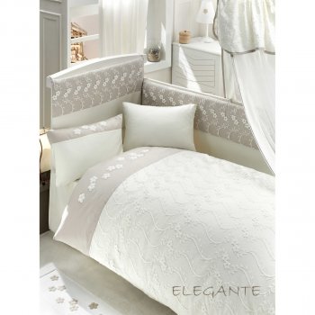 Комплект для кроватки Bebe Luvicci &quot;ELEGANTE&quot; 6 предметов Бело-бежевый