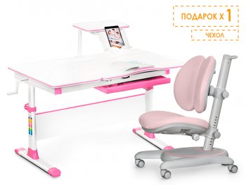 Комплект растущая парта Mealux EVO Evo-40 Lite и кресло Ortoback Duo (Evo-40 Lite + Y-510) белая столешница, цвет пластика розовый