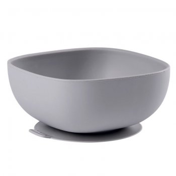 Тарелка из силикона Beaba Silicone suction bowl Grey/при покупке с продукцией