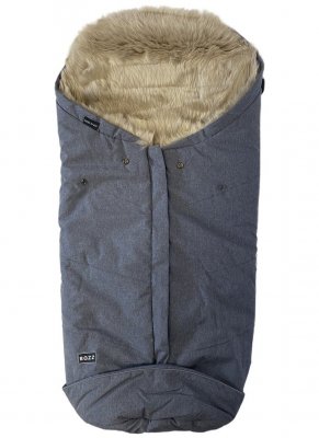 Конверт из овчины с длинным ворсом BOZZ Серый меланж-наппа/лён