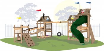 Детский игровой комплекс Kids Crooked House Тропический угловой (Кидс Крукед Хаус) Тропический угловой 