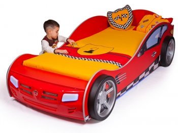 Детская кровать-машина ABC King Formula Красный (190х90) В комплекте: подсветка, звук, подъемный механизм