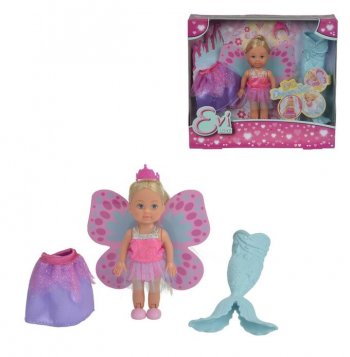 Кукла Еви Simba 5732818/Кукла Еви 12 см в трех образах: русалочка, принцесса и фея
