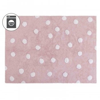 Стираемый ковер LorenaCanals в горошек Polka Dots 120*160 Розовый с белым