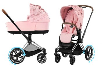 Коляска 2 в 1 Cybex Priam и e-Priam IV FE Simply Flowers Pale Blush (шасси на выбор) шасси e-Priam Chrome Brown